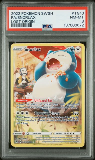 2022 Pokemon - Snorlax (Trainer Gallery) - TG10/TG30 Lost Origin PSA 8