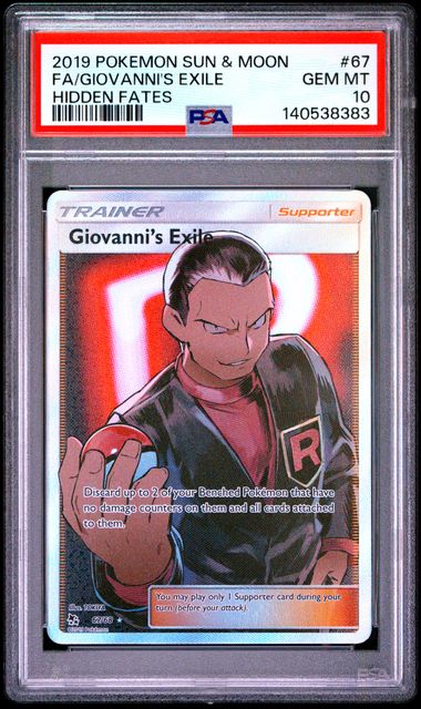 2019 Pokemon - Giovanni's Exile (Full Art) - 67/68 Hidden Fates PSA 10