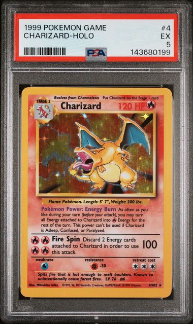 1999 Pokemon - Charizard (Holo) - 4/102 Base Set Unlimited PSA 5